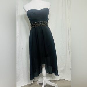 Y2K Black Strapless Babydoll Asymmetric Dress Sz3 Fairy Grunge Whimsigoth Witchy